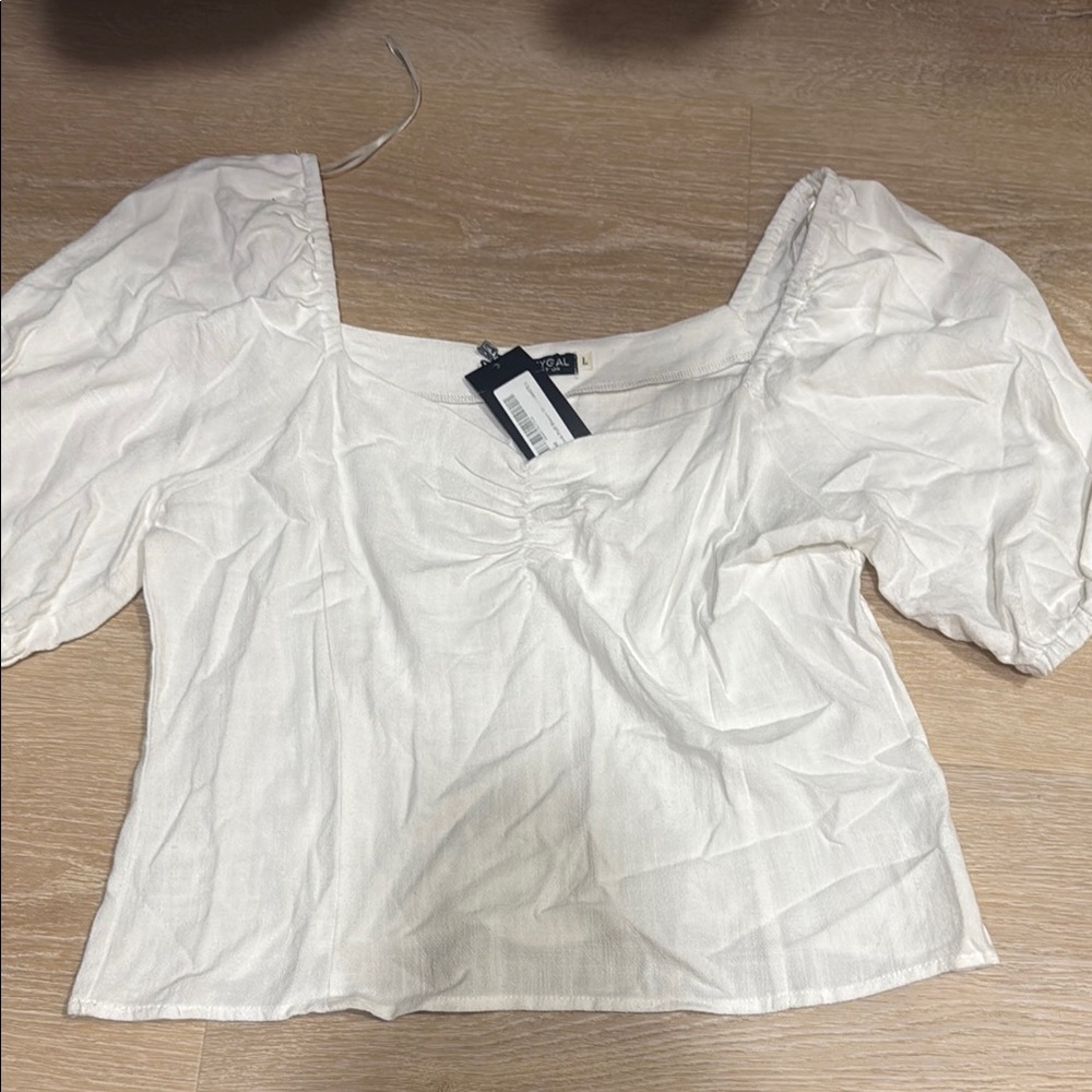 Nasty Gal White Ruched Crop Blouse